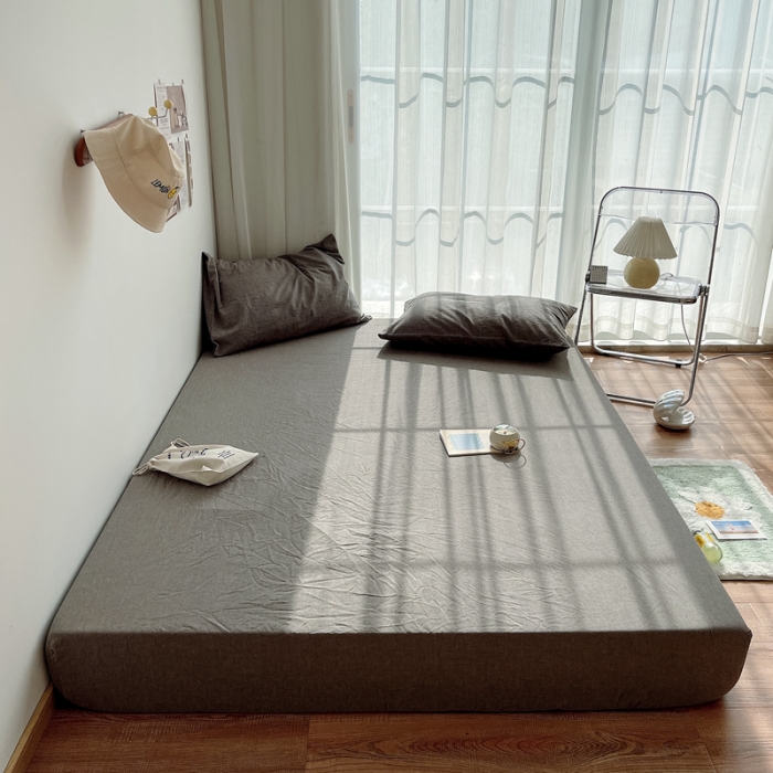 91家纺网 家纺一手货源 找家纺 安莱生活 2021新款全棉水洗棉单床笠 浅灰