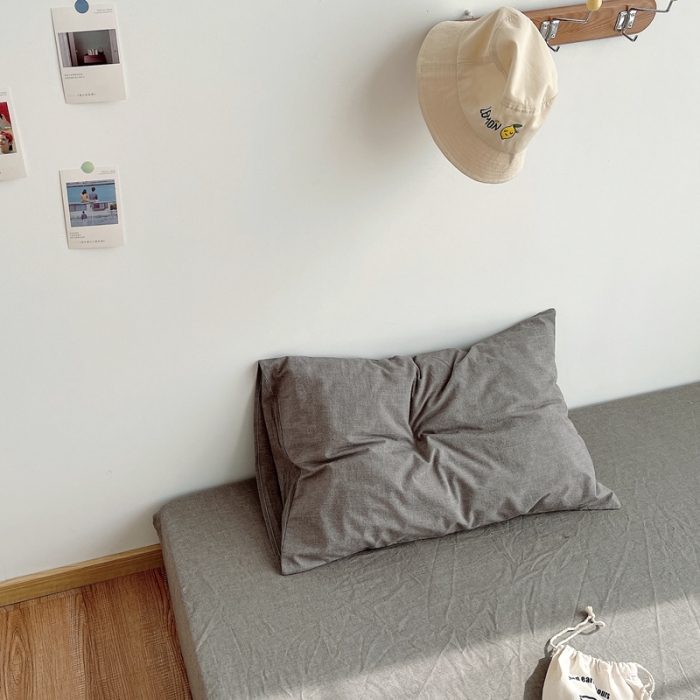 91家纺网 家纺一手货源 找家纺 安莱生活 2021新款全棉水洗棉单床笠 浅灰