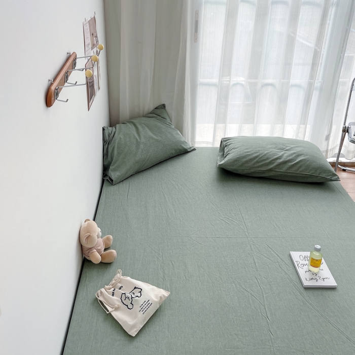 91家纺网 家纺一手货源 找家纺 安莱生活 2021新款全棉水洗棉单床笠 青绿