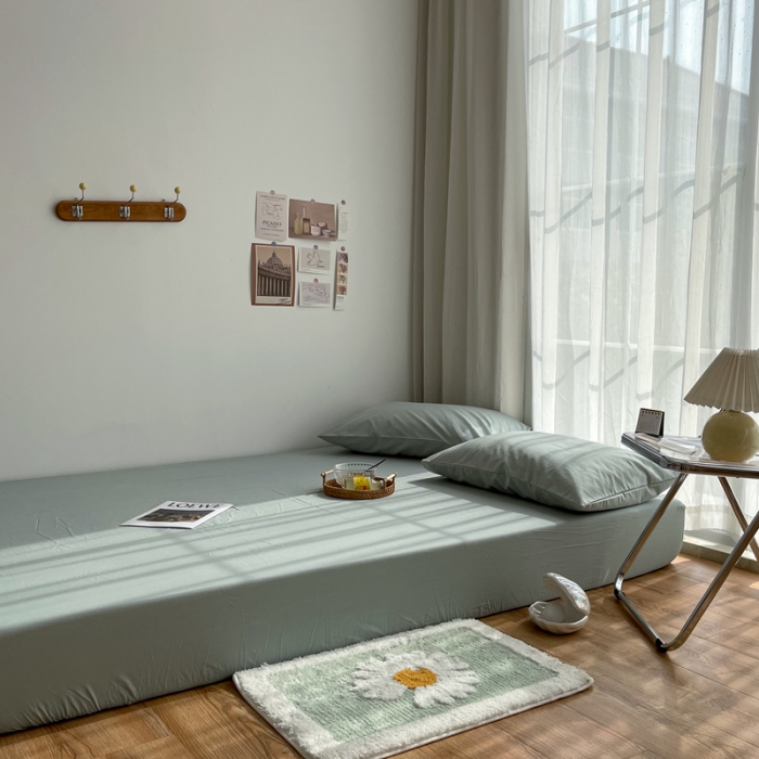 91家纺网 家纺一手货源 找家纺 安莱生活 2021新款全棉水洗棉单床笠 青柠