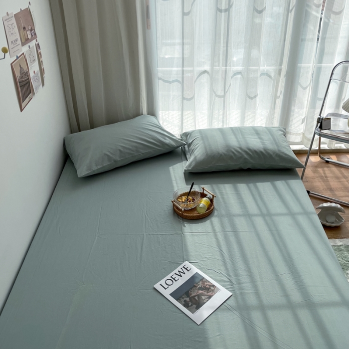 91家纺网 家纺一手货源 找家纺 安莱生活 2021新款全棉水洗棉单床笠 青柠