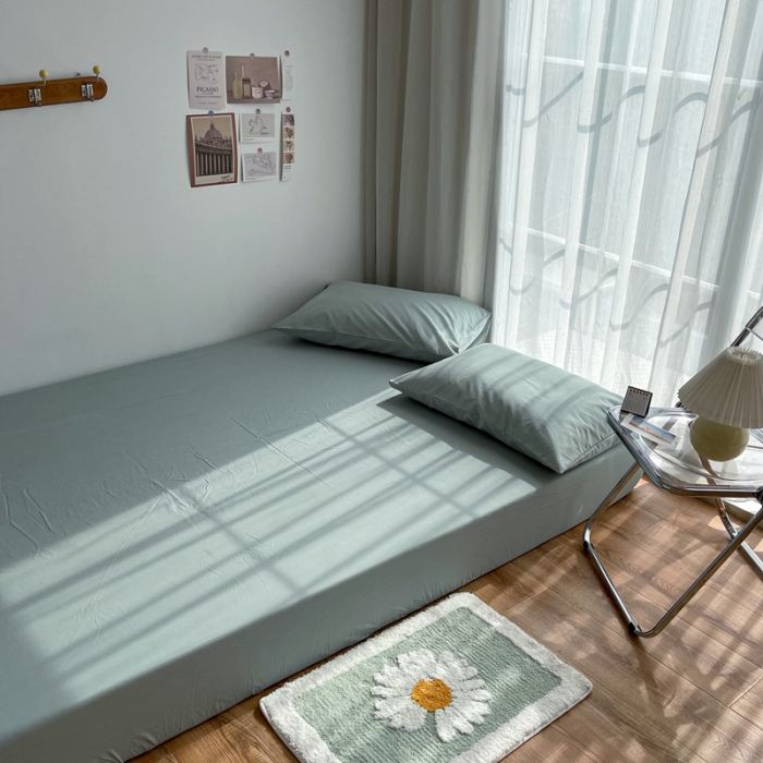 91家纺网 家纺一手货源 找家纺 安莱生活 2021新款全棉水洗棉单床笠 青柠