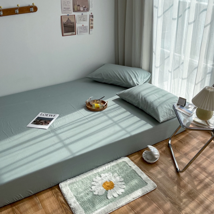 91家纺网 家纺一手货源 找家纺 安莱生活 2021新款全棉水洗棉单床笠 青柠