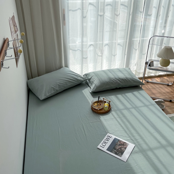 91家纺网 家纺一手货源 找家纺 安莱生活 2021新款全棉水洗棉单床笠 青柠