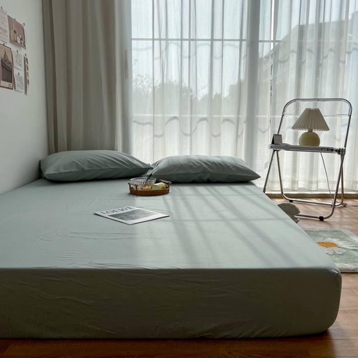 91家纺网 家纺一手货源 找家纺 安莱生活 2021新款全棉水洗棉单床笠 青柠