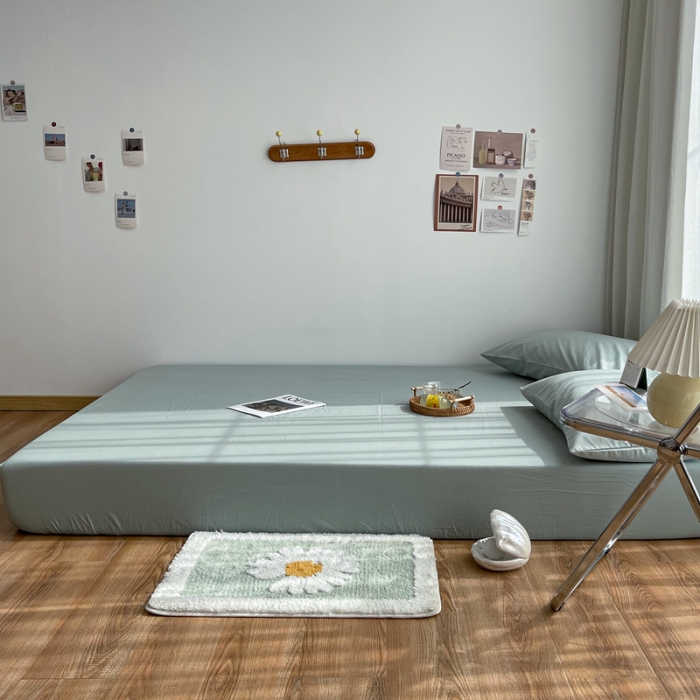 91家纺网 家纺一手货源 找家纺 安莱生活 2021新款全棉水洗棉单床笠 青柠