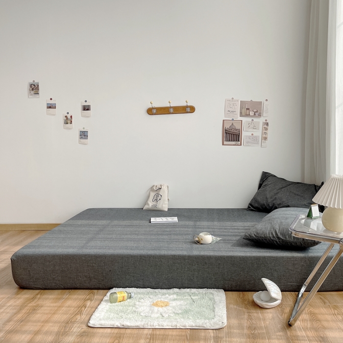 91家纺网 家纺一手货源 找家纺 安莱生活 2021新款全棉水洗棉单床笠 深灰