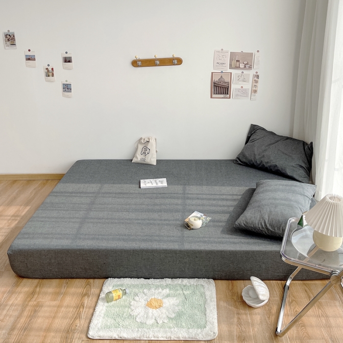 91家纺网 家纺一手货源 找家纺 安莱生活 2021新款全棉水洗棉单床笠 深灰