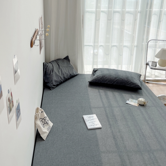 91家纺网 家纺一手货源 找家纺 安莱生活 2021新款全棉水洗棉单床笠 深灰