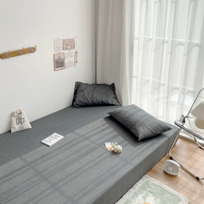 91家纺网 家纺一手货源 找家纺 安莱生活 2021新款全棉水洗棉单床笠 深灰