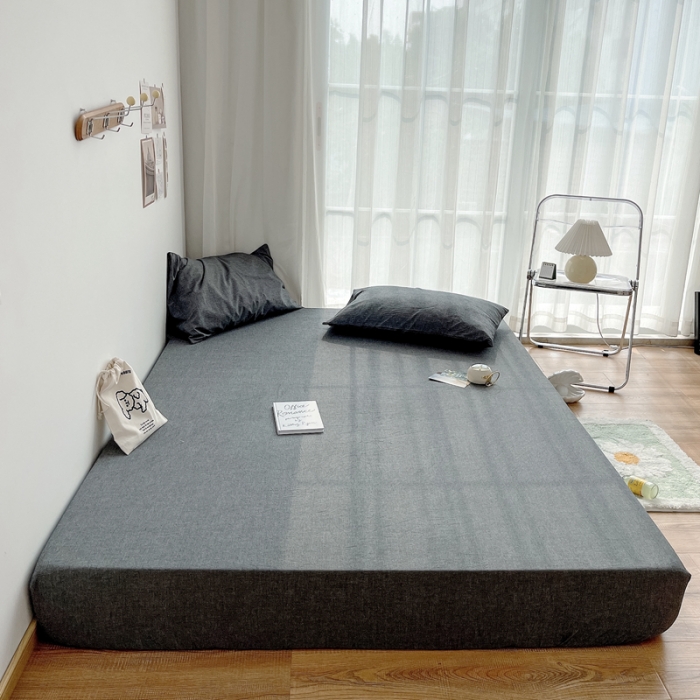 91家纺网 家纺一手货源 找家纺 安莱生活 2021新款全棉水洗棉单床笠 深灰