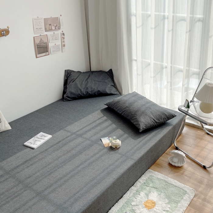 91家纺网 家纺一手货源 找家纺 安莱生活 2021新款全棉水洗棉单床笠 深灰