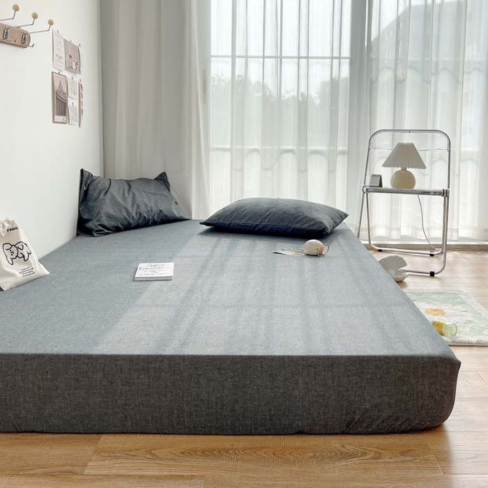 91家纺网 家纺一手货源 找家纺 安莱生活 2021新款全棉水洗棉单床笠 深灰