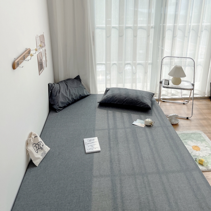 91家纺网 家纺一手货源 找家纺 安莱生活 2021新款全棉水洗棉单床笠 深灰