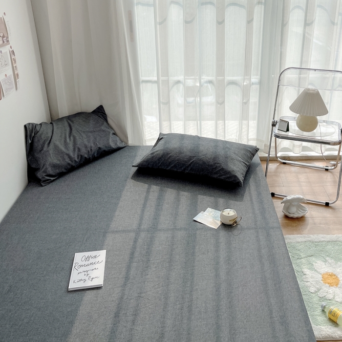 91家纺网 家纺一手货源 找家纺 安莱生活 2021新款全棉水洗棉单床笠 深灰