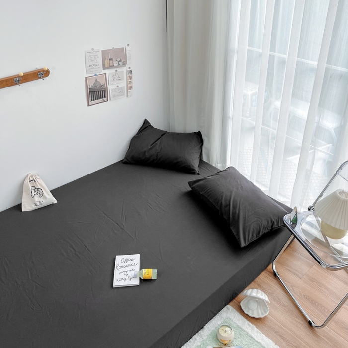 91家纺网 家纺一手货源 找家纺 安莱生活 2021新款全棉水洗棉单床笠 铁灰