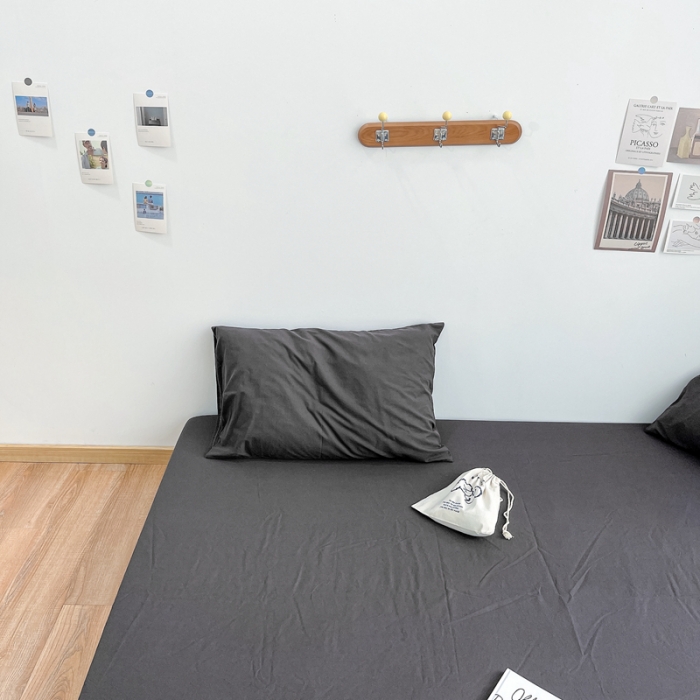 91家纺网 家纺一手货源 找家纺 安莱生活 2021新款全棉水洗棉单床笠 铁灰