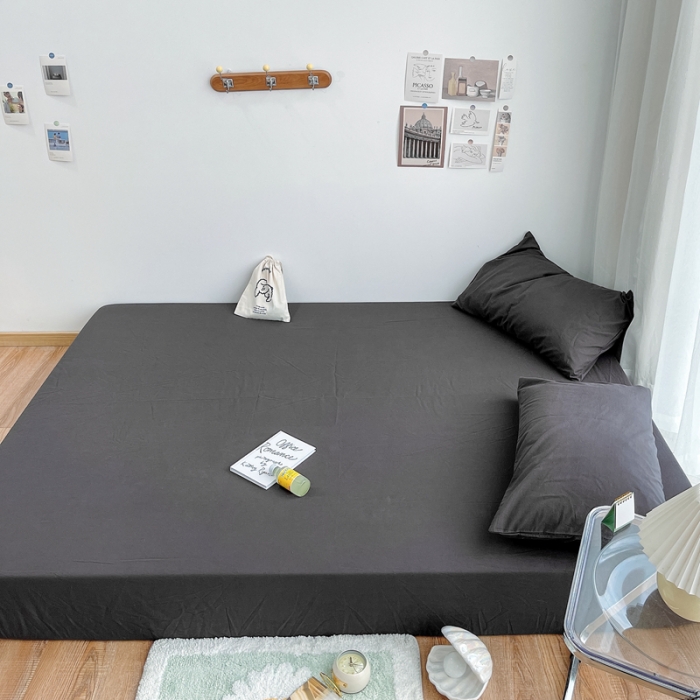 91家纺网 家纺一手货源 找家纺 安莱生活 2021新款全棉水洗棉单床笠 铁灰