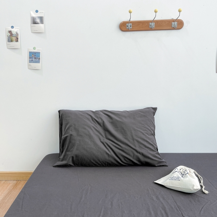 91家纺网 家纺一手货源 找家纺 安莱生活 2021新款全棉水洗棉单床笠 铁灰