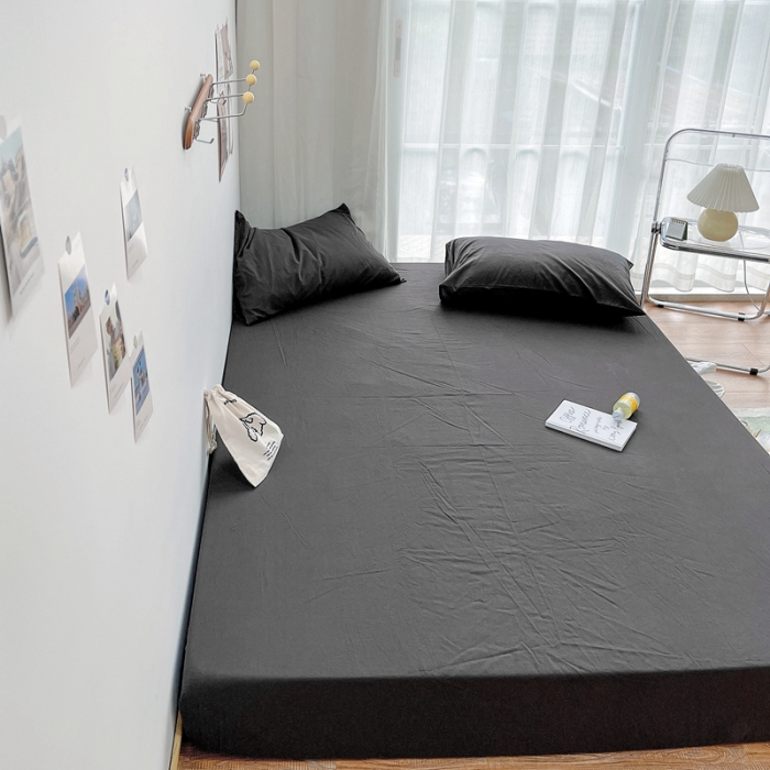 91家纺网 家纺一手货源 找家纺 安莱生活 2021新款全棉水洗棉单床笠 铁灰