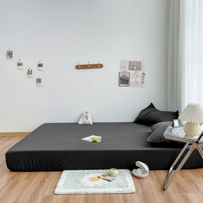 91家纺网 家纺一手货源 找家纺 安莱生活 2021新款全棉水洗棉单床笠 铁灰