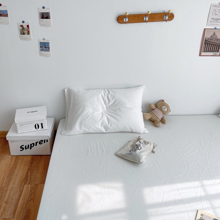 91家纺网 家纺一手货源 找家纺 安莱生活 2021新款全棉水洗棉单床笠 盐白