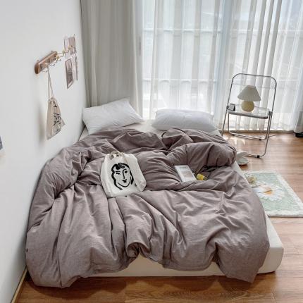 91家纺网 家纺一手货源 找家纺 安莱生活 2021新款全棉水洗棉单被套 咖啡