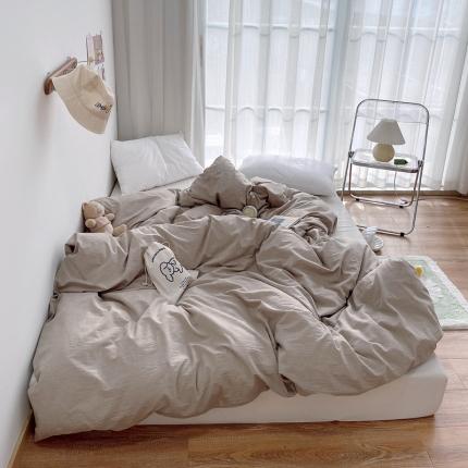 91家纺网 家纺一手货源 找家纺 安莱生活 2021新款全棉水洗棉单被套 卡其