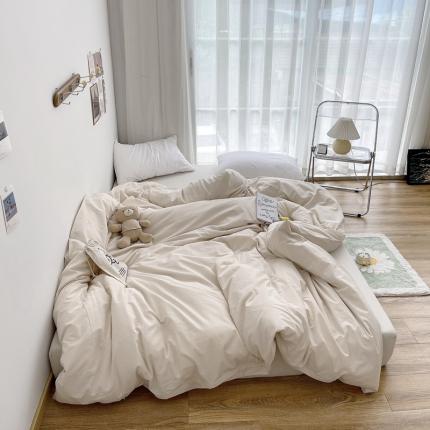 91家纺网 家纺一手货源 找家纺 安莱生活 2021新款全棉水洗棉单被套 米白
