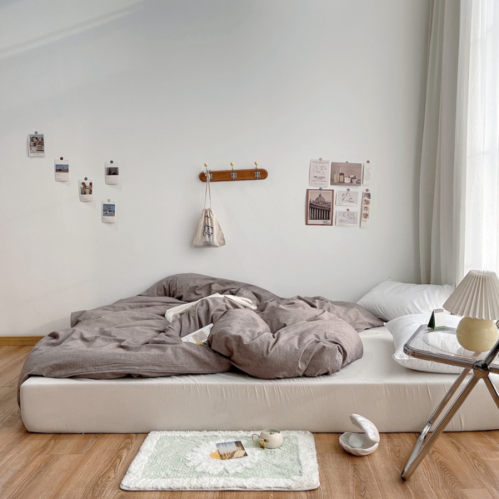 91家纺网 家纺一手货源 找家纺 安莱生活 2021新款全棉水洗棉单被套 咖啡