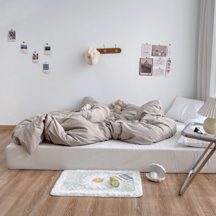 91家纺网 家纺一手货源 找家纺 安莱生活 2021新款全棉水洗棉单被套 卡其