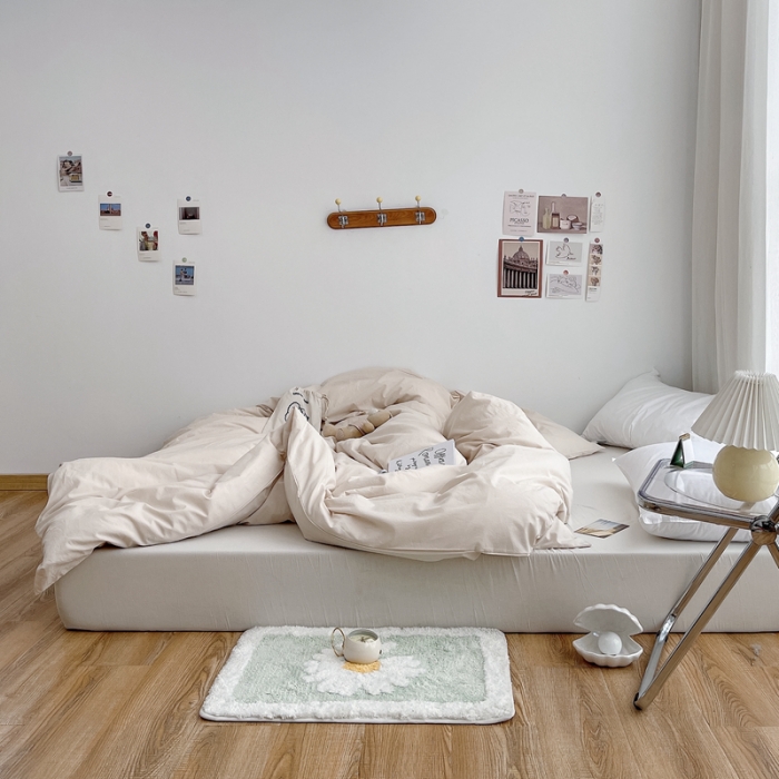 91家纺网 家纺一手货源 找家纺 安莱生活 2021新款全棉水洗棉单被套 米白