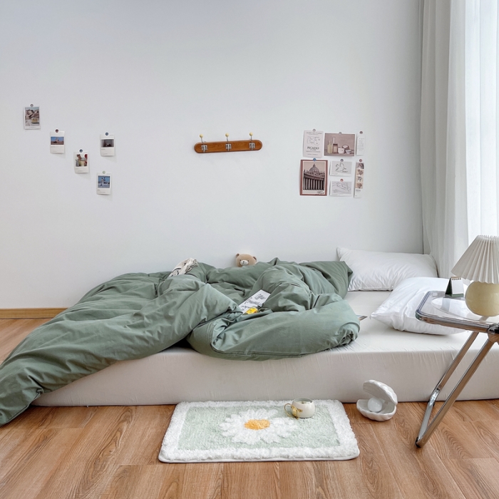 91家纺网 家纺一手货源 找家纺 安莱生活 2021新款全棉水洗棉单被套 抹茶