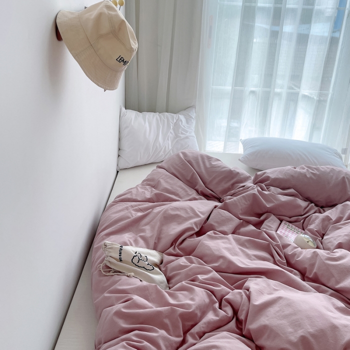 91家纺网 家纺一手货源 找家纺 安莱生活 2021新款全棉水洗棉单被套 藕粉