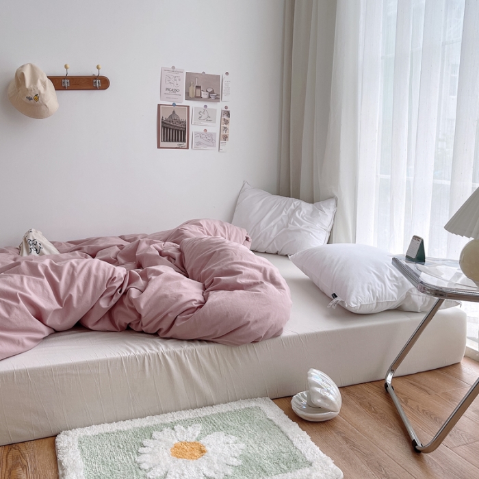 91家纺网 家纺一手货源 找家纺 安莱生活 2021新款全棉水洗棉单被套 藕粉