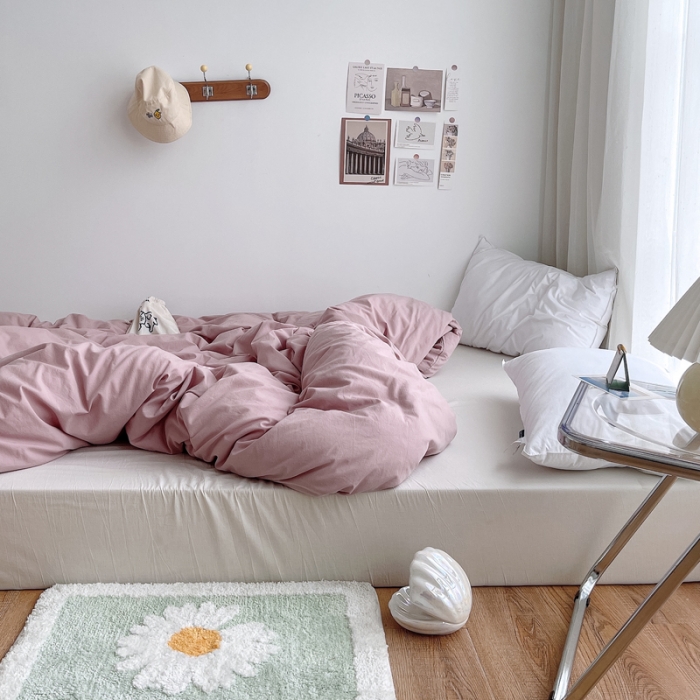 91家纺网 家纺一手货源 找家纺 安莱生活 2021新款全棉水洗棉单被套 藕粉