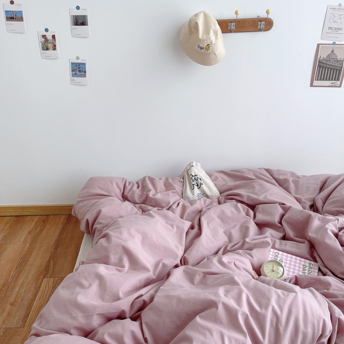91家纺网 家纺一手货源 找家纺 安莱生活 2021新款全棉水洗棉单被套 藕粉