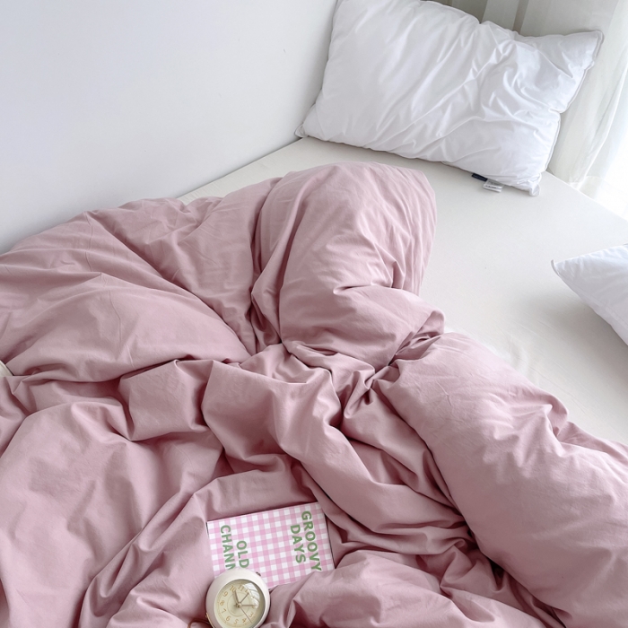 91家纺网 家纺一手货源 找家纺 安莱生活 2021新款全棉水洗棉单被套 藕粉