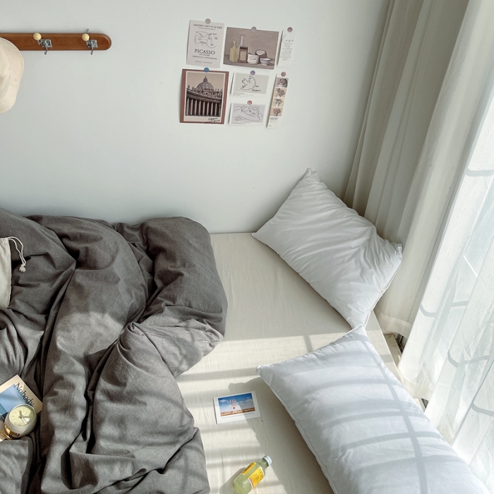 91家纺网 家纺一手货源 找家纺 安莱生活 2021新款全棉水洗棉单被套 浅灰