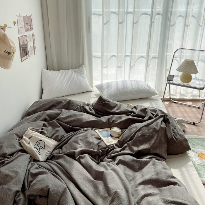 91家纺网 家纺一手货源 找家纺 安莱生活 2021新款全棉水洗棉单被套 浅灰
