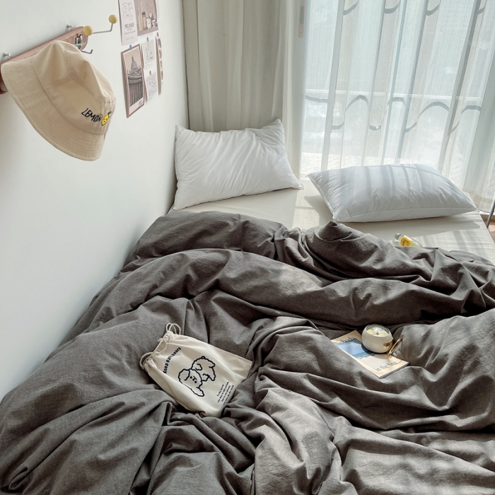 91家纺网 家纺一手货源 找家纺 安莱生活 2021新款全棉水洗棉单被套 浅灰