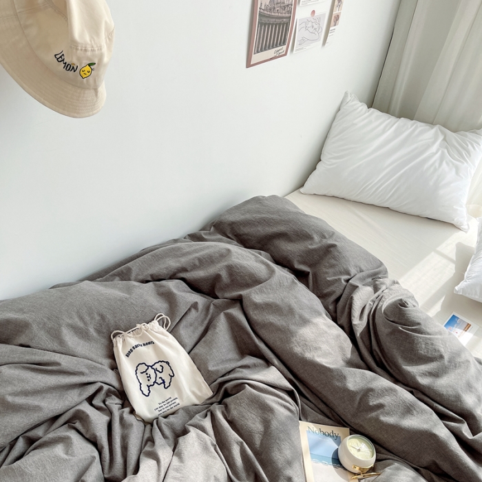 91家纺网 家纺一手货源 找家纺 安莱生活 2021新款全棉水洗棉单被套 浅灰