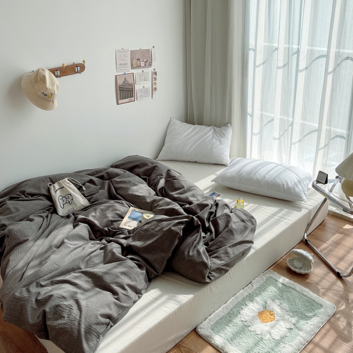 91家纺网 家纺一手货源 找家纺 安莱生活 2021新款全棉水洗棉单被套 浅灰