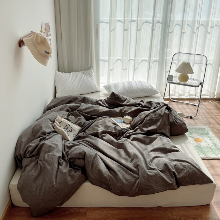 91家纺网 家纺一手货源 找家纺 安莱生活 2021新款全棉水洗棉单被套 浅灰