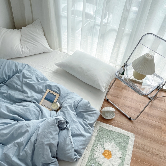 91家纺网 家纺一手货源 找家纺 安莱生活 2021新款全棉水洗棉单被套 浅蓝