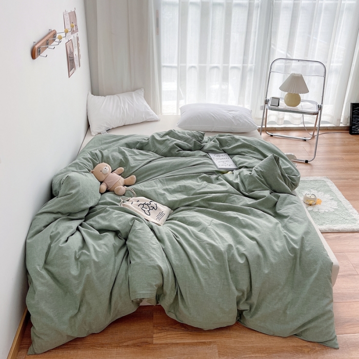 91家纺网 家纺一手货源 找家纺 安莱生活 2021新款全棉水洗棉单被套 青绿