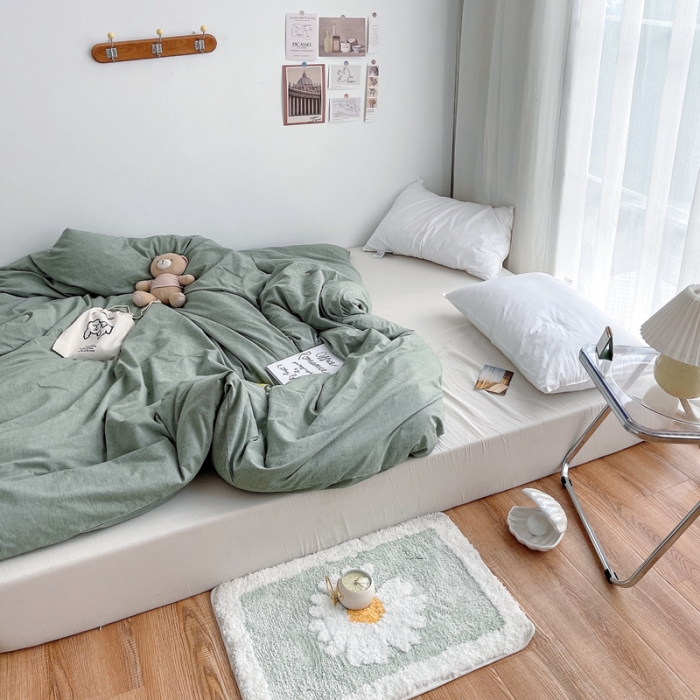 91家纺网 家纺一手货源 找家纺 安莱生活 2021新款全棉水洗棉单被套 青绿