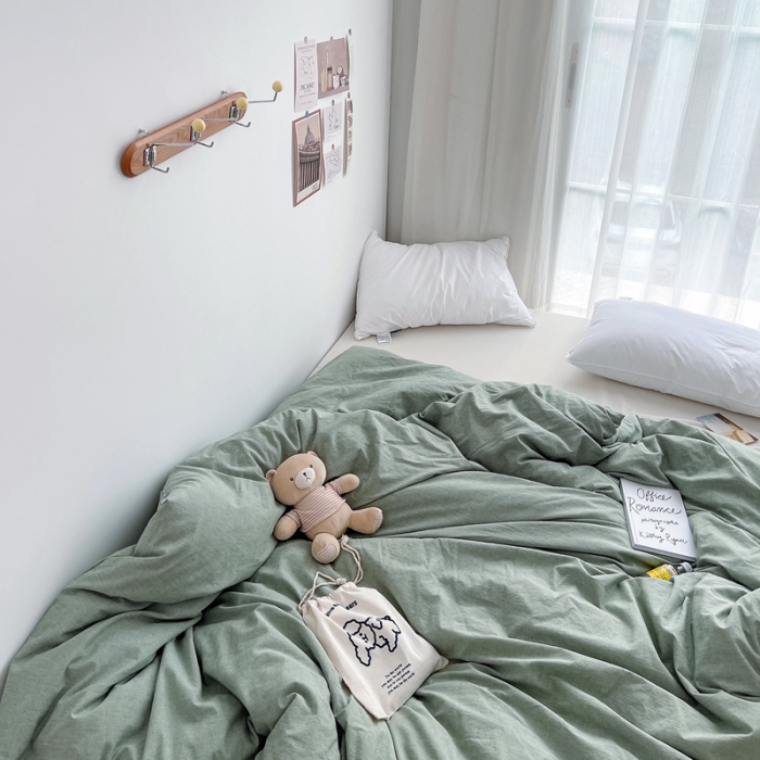 91家纺网 家纺一手货源 找家纺 安莱生活 2021新款全棉水洗棉单被套 青绿