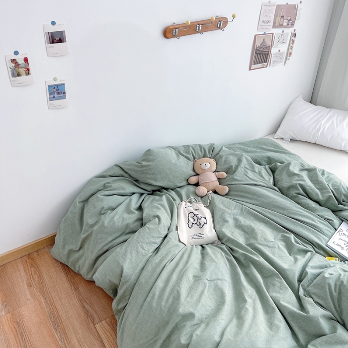 91家纺网 家纺一手货源 找家纺 安莱生活 2021新款全棉水洗棉单被套 青绿