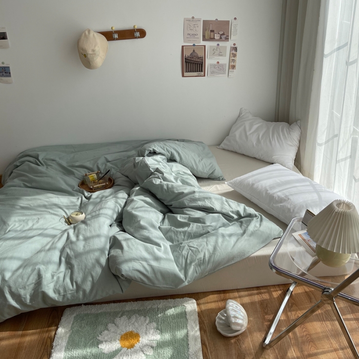 91家纺网 家纺一手货源 找家纺 安莱生活 2021新款全棉水洗棉单被套 青柠